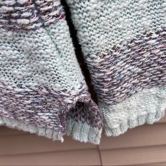 EUC Mudd knit aqua gray striped sweater - Picture 6 of 8